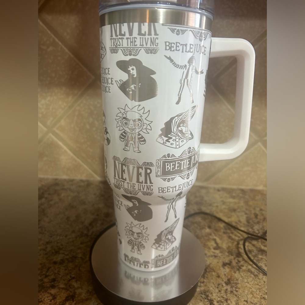 Beetlejuice tumbler 40oz laser engraved